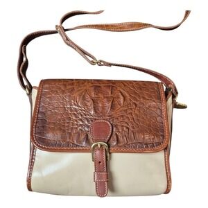 VTG Brahmin Croc Embossed Brown Tan Leather Crossbody‎ Shoulder Bag